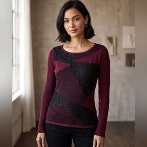 Christine Phillipe TM  Size M Purple Long Sleeve With Lace Y2K